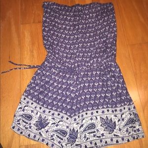 Blue strapless romper size L